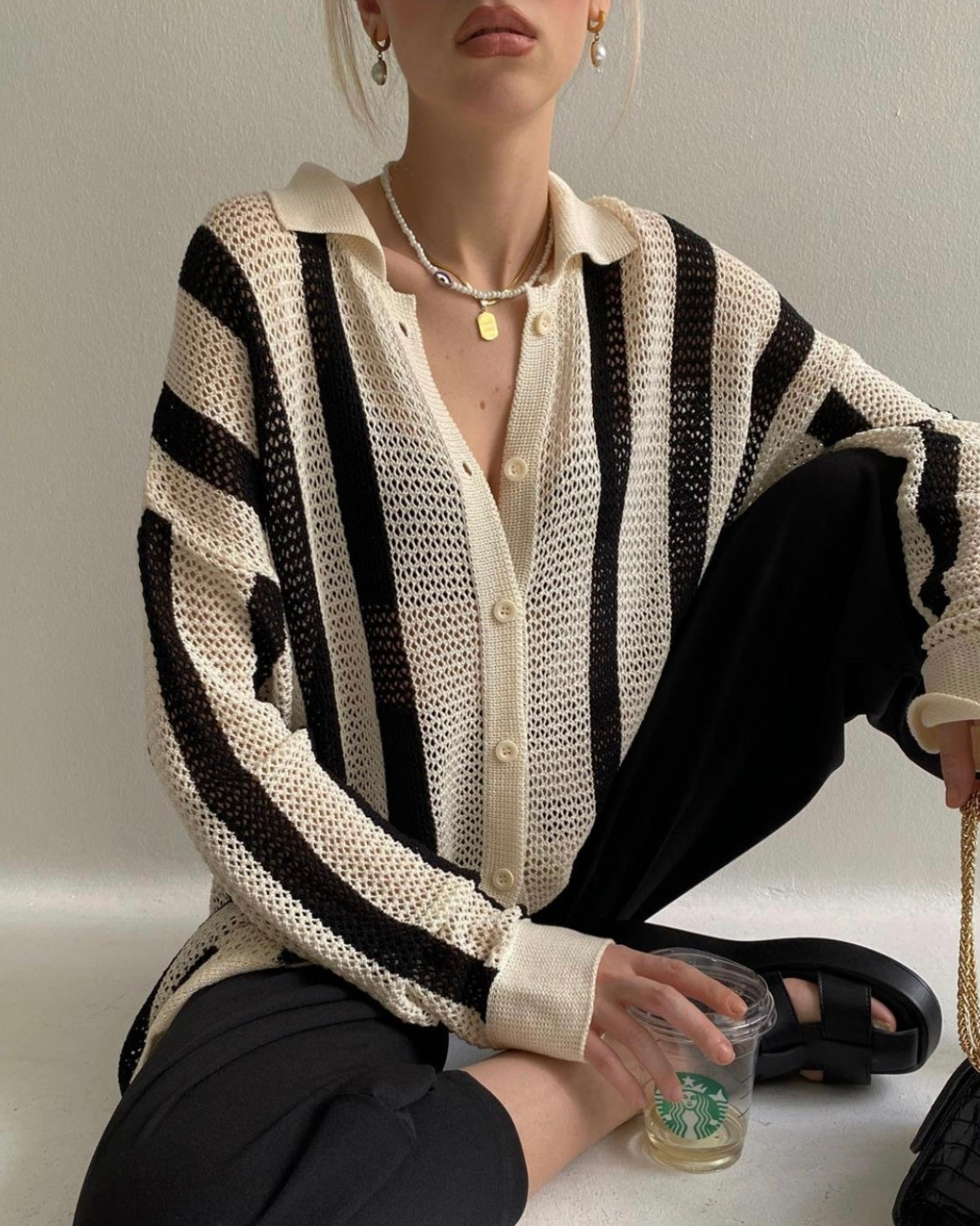 קרדיגן קרושה עם פסים