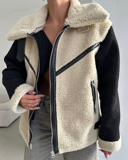 Fur Jacket With Suede Sleeves