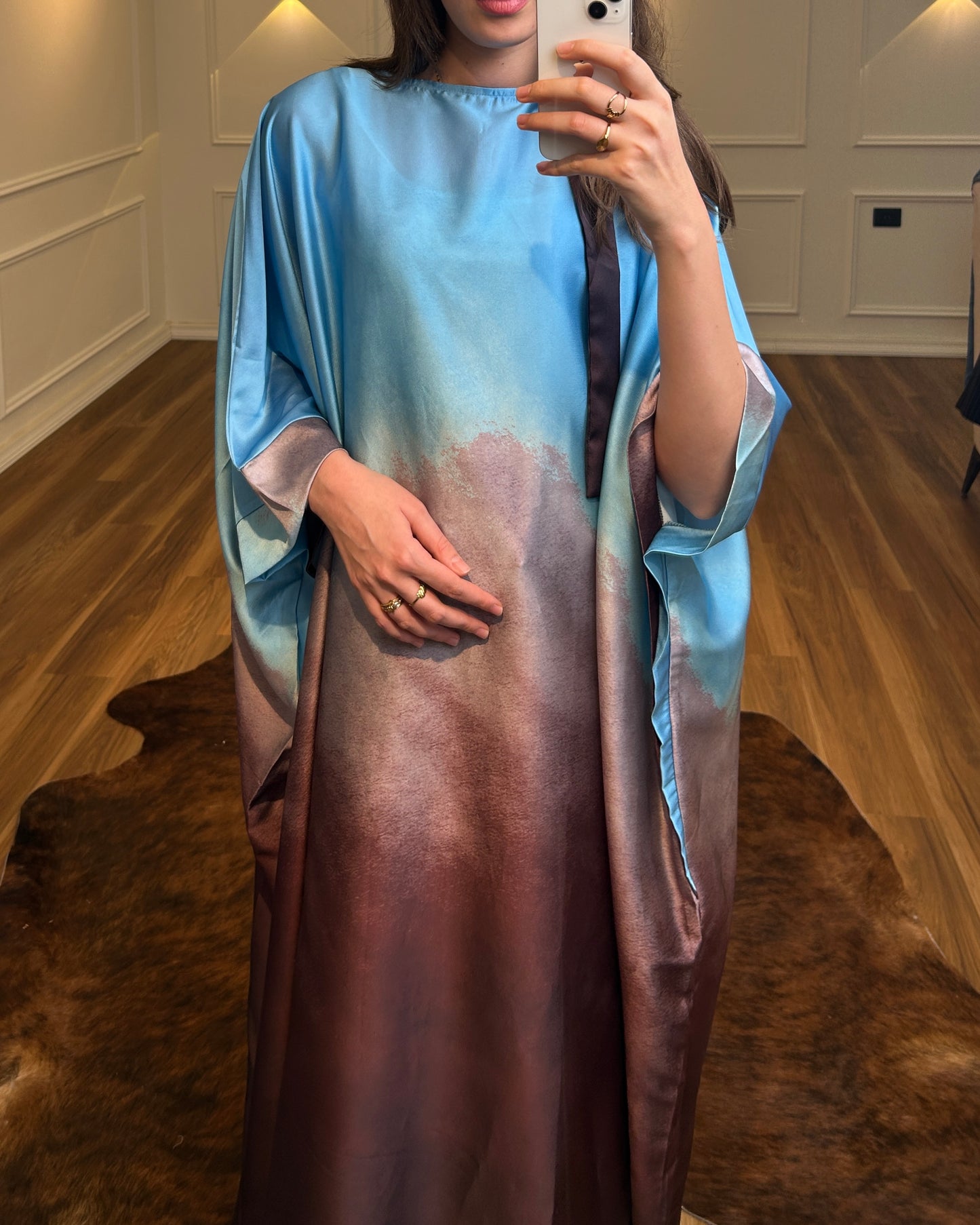 Satin Draped Dress/Abaya | فستان/عباية ساتان بقصة انسيابية
