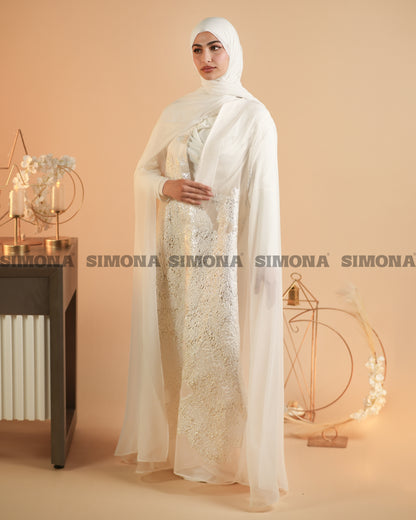 Royal White & Gold Kaftan with Cape Sleeves