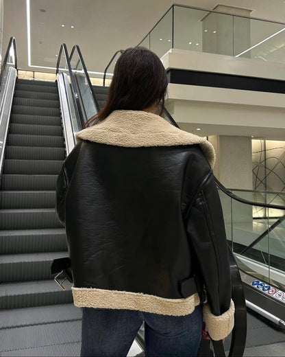 Black Oversized Leather Jacket