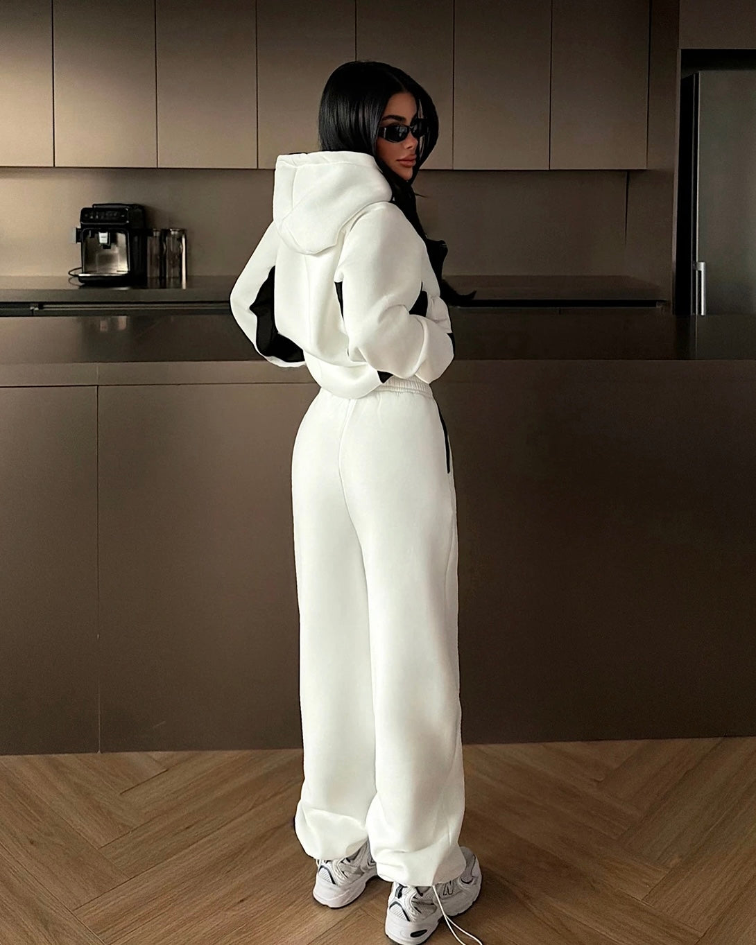 Contrast Edge Black & White Two-Piece Set