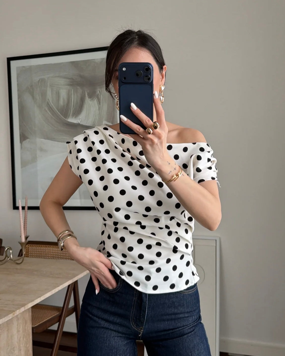 Polka Dot Off-Shoulder Top | توب منقط بقصة أوف شولدر