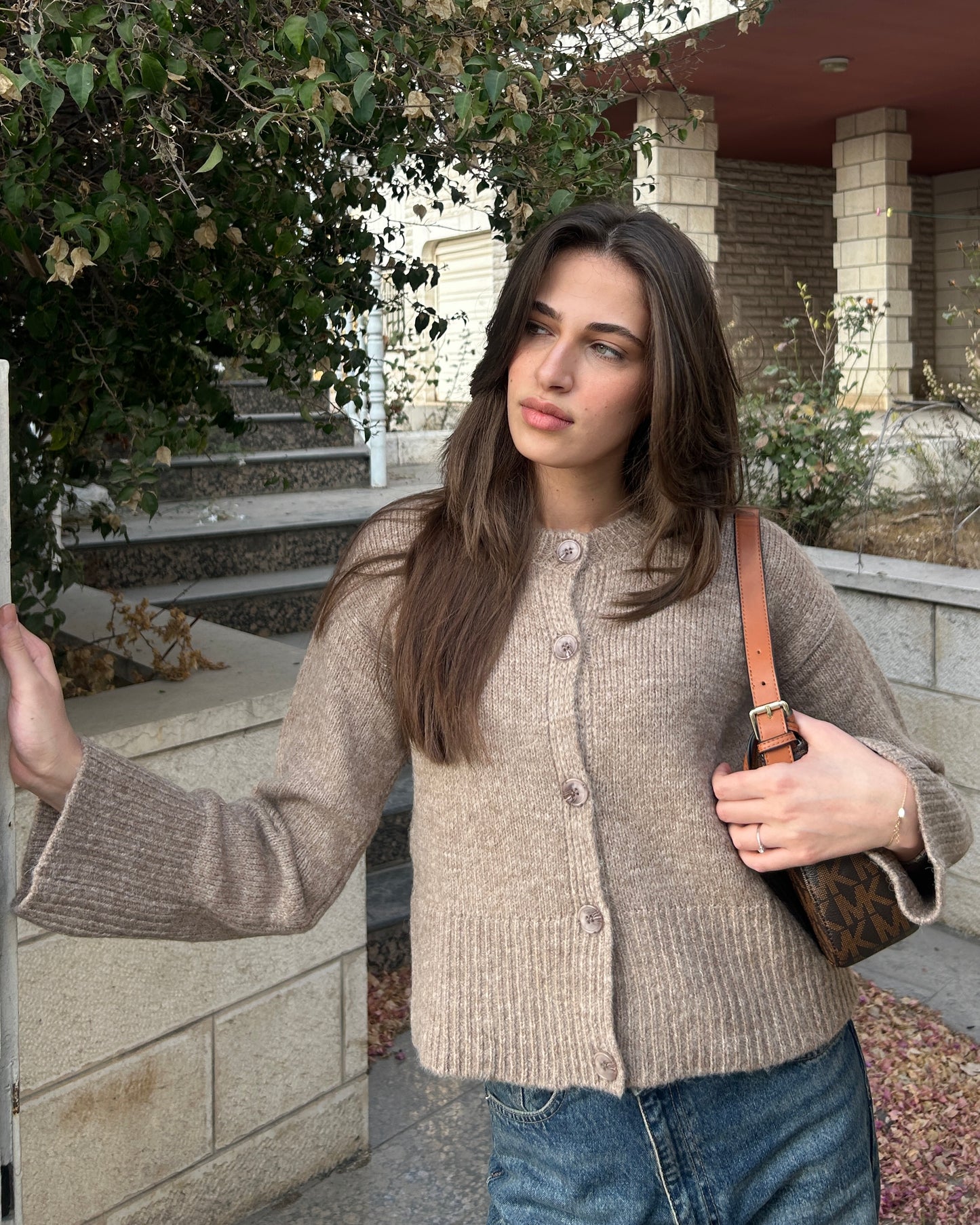 Mocha Knit Buttoned Cardigan | كارديغان محبوك بلون الموكا