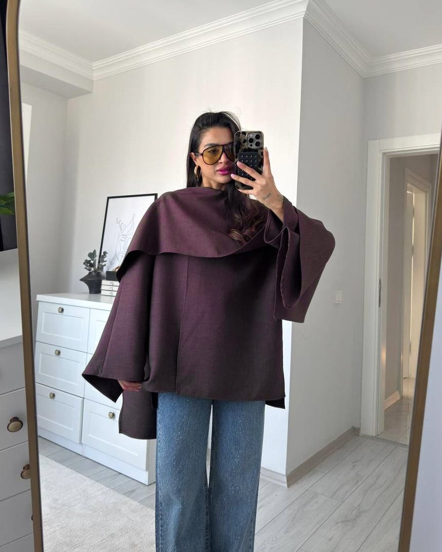 Petrol Green Asymmetrical Cape Top | توب كيب غير متماثل بلون بترولي