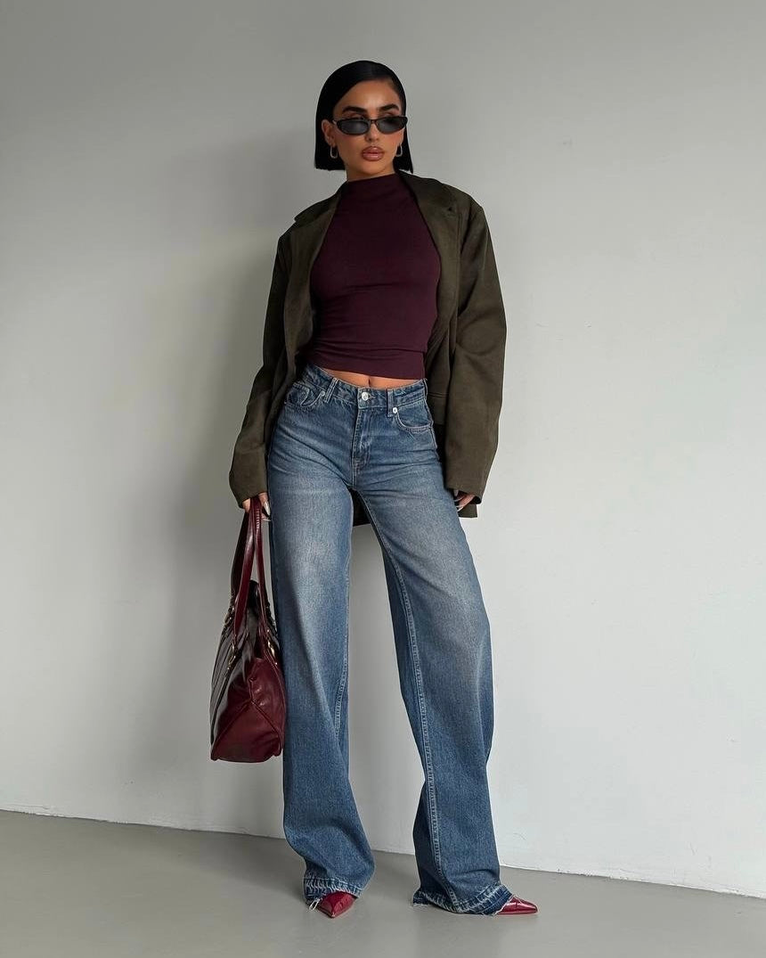 Vintage Blue Jeans with Raw Hem | جينز أزرق فينتج بحفّه خام