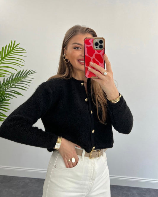 קרדיגן פלאפי שחור