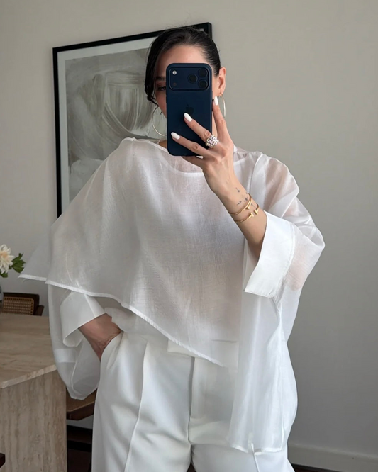 White Chiffon Blouse | بلوزة شيفون باللون الأبيض