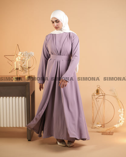 Elegant Lilac Abaya with Inner Dress