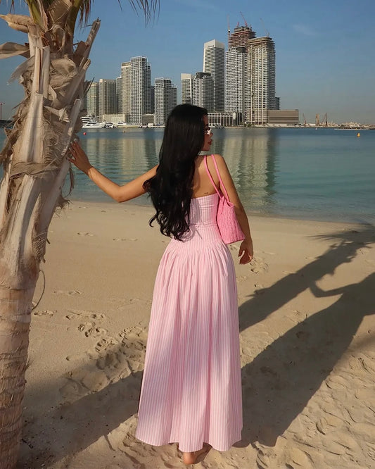 Elegant Pink Summer Dress|    فستان صيفي وردي