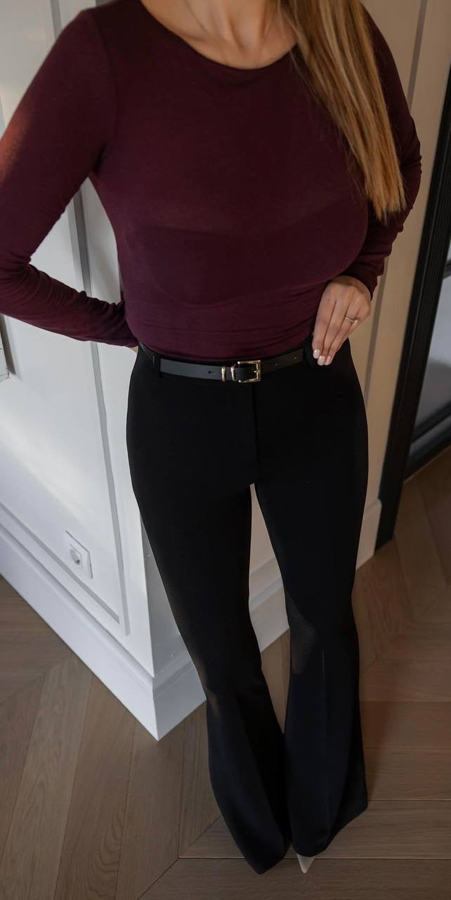 Black flared trousers| بنطلون قماش باللون الأسود