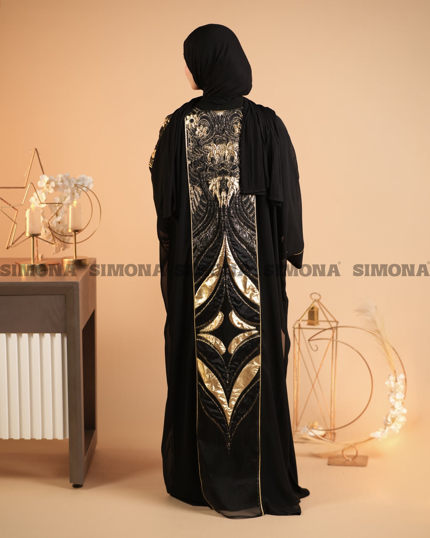 Luxurious Black & Gold Kaftan