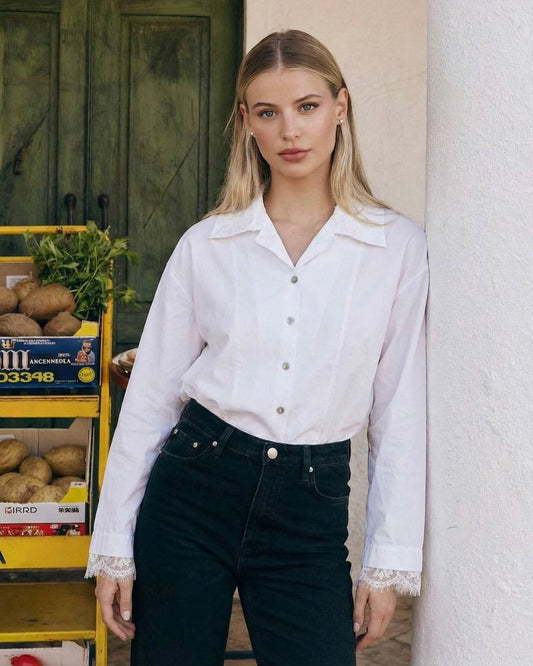 White Lace Shirt | قميص أبيض دانتيل