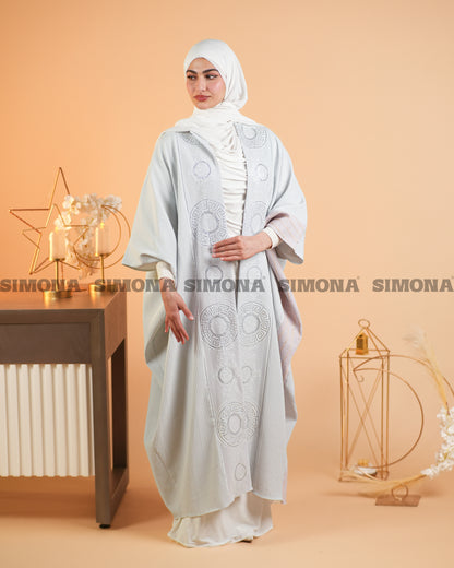 Light Grey Kaftan with Shiny Embroidery