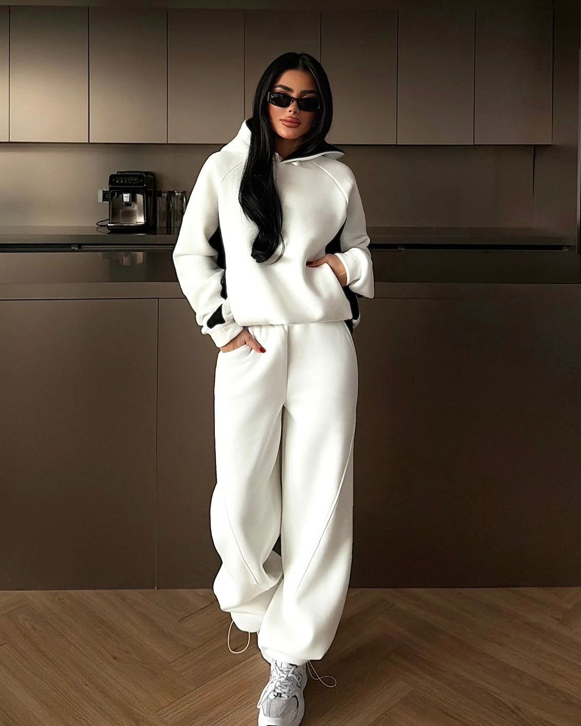 Contrast Edge Black & White Two-Piece Set