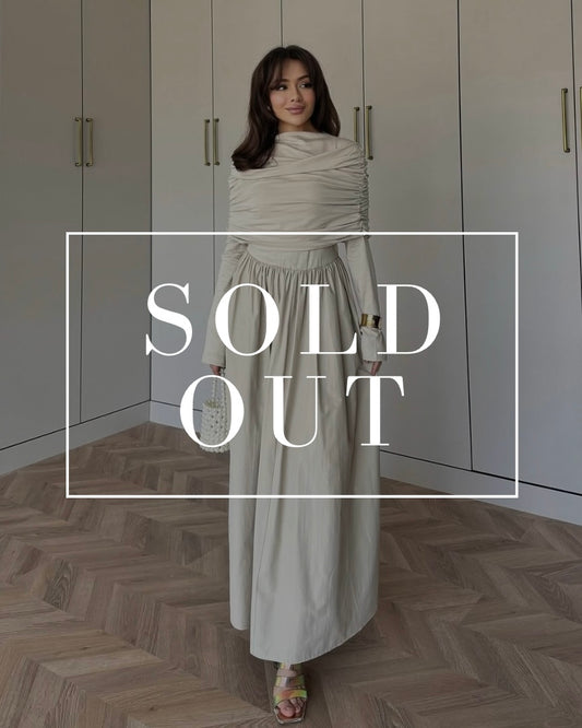 Soft Pleated Cream Dress | فستان كريمي بطيات ناعمة