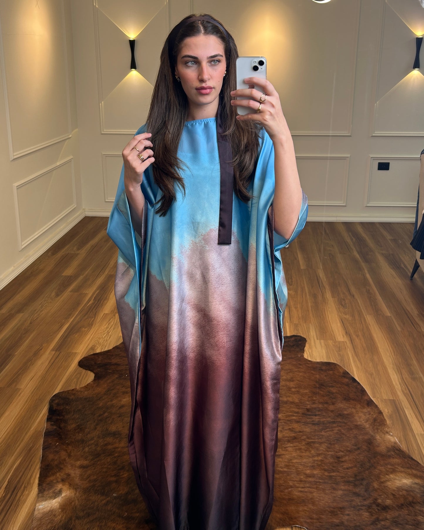 Satin Draped Dress/Abaya | فستان/عباية ساتان بقصة انسيابية