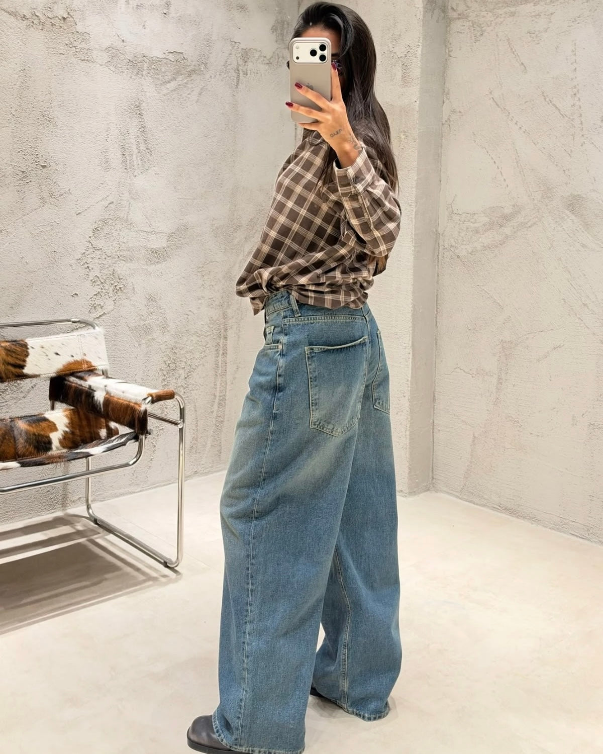 Vintage Blue Washed Baggy Jeans | جينز كاحت بقصة باغي واسعة وستايل فينتاج