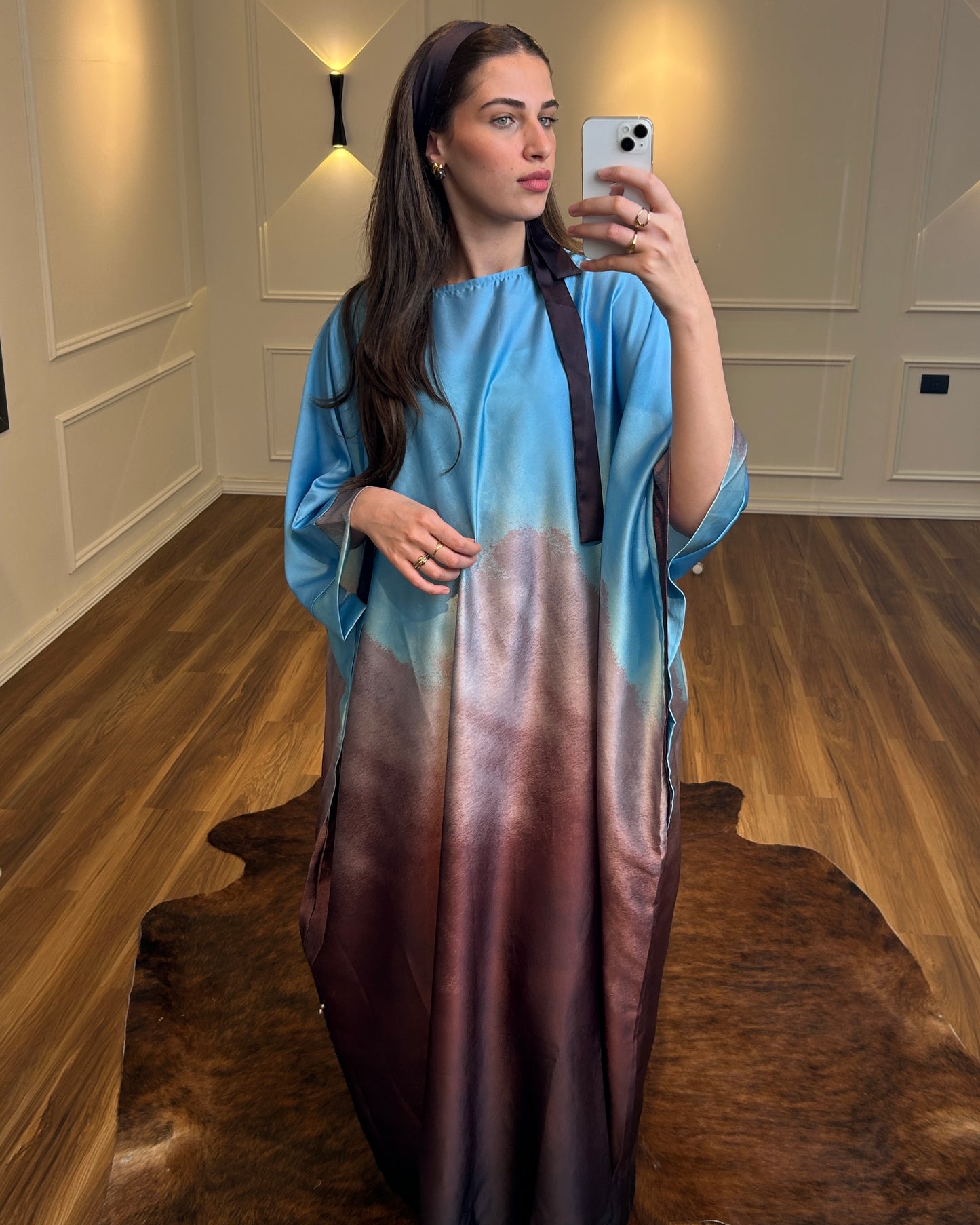 Satin Draped Dress/Abaya | فستان/عباية ساتان بقصة انسيابية
