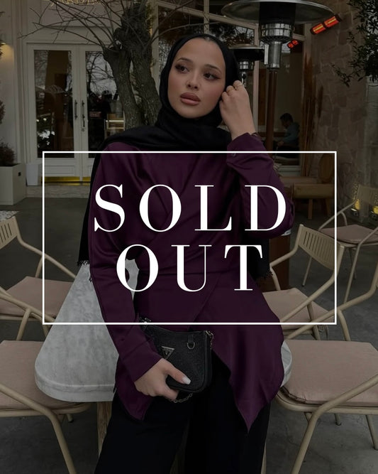 Plum Satin Wrap Blouse | بلوزة ستان لفّ بلون البنفسجي