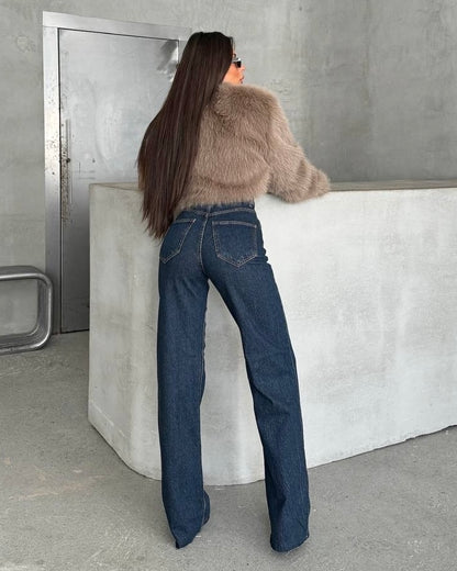 High Waisted Dark Wash Wide Leg Jeans