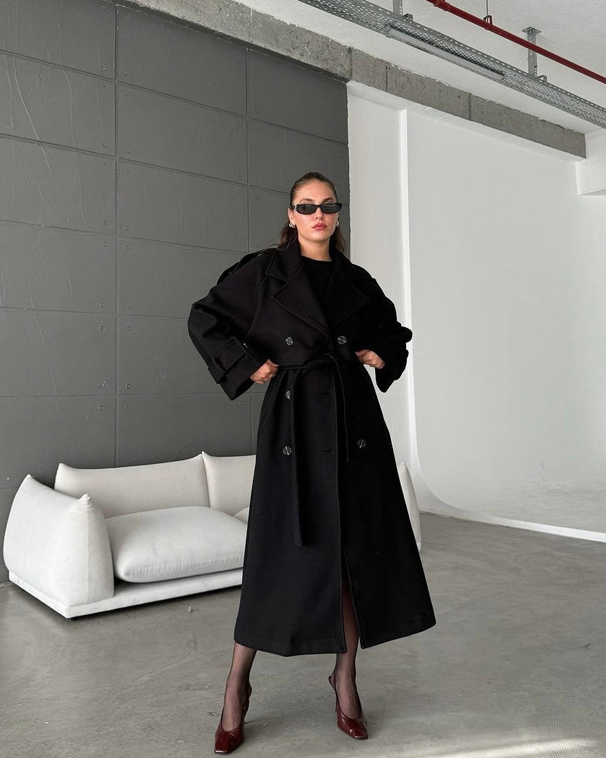 Black Wool Blend Coat