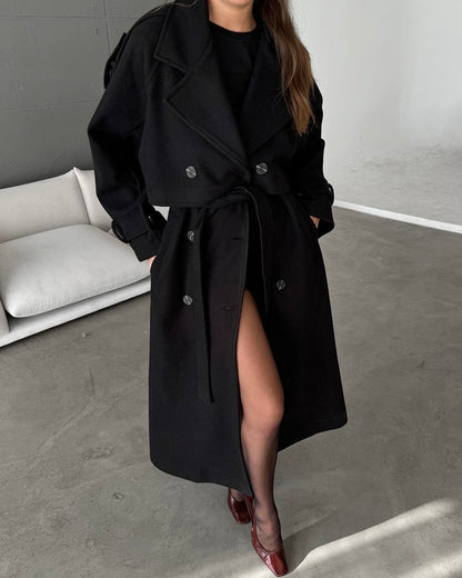 Black Wool Blend Coat