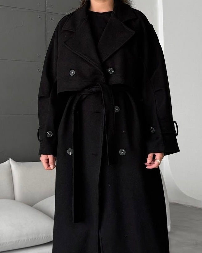 Black Wool Blend Coat