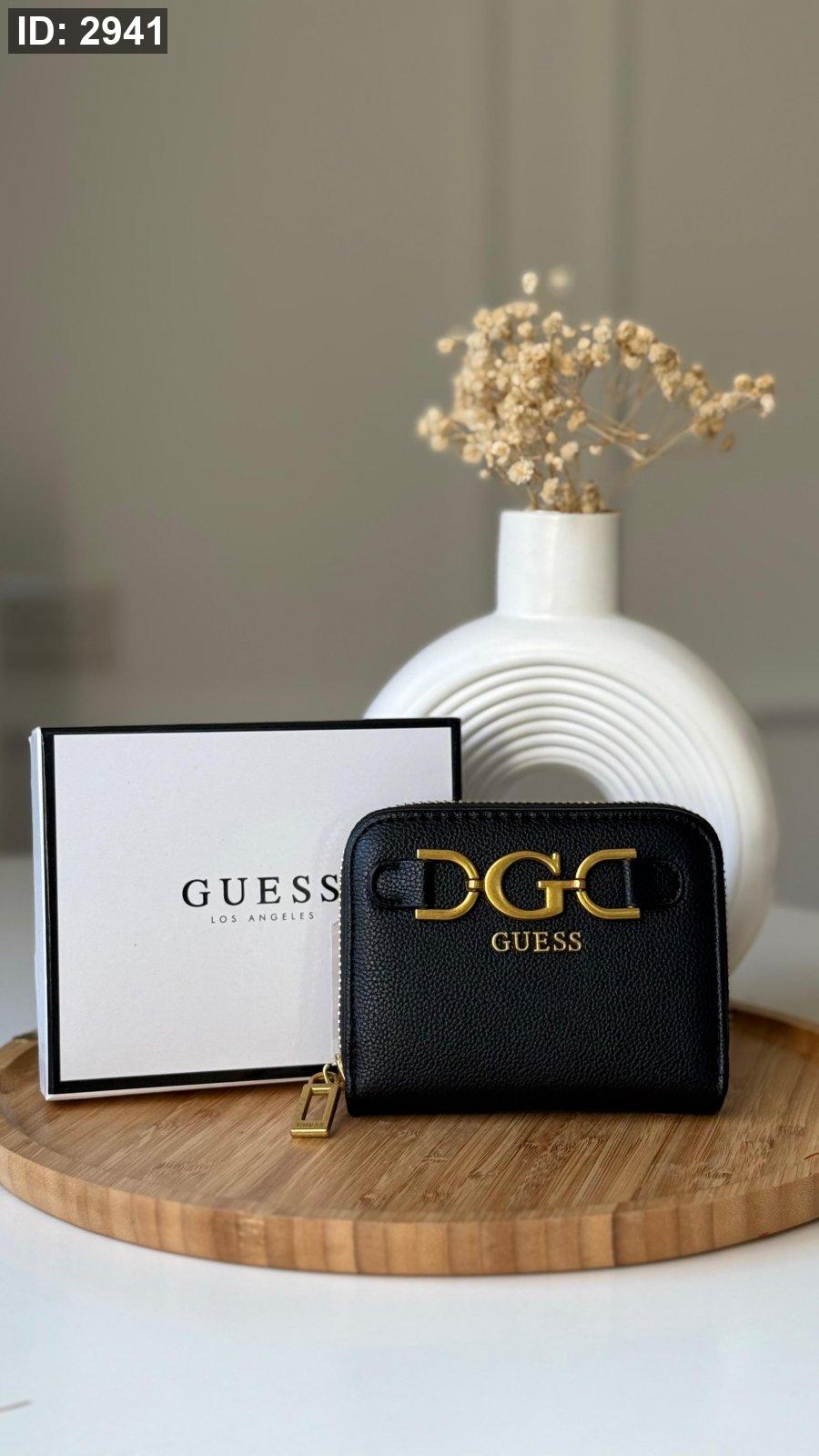 جزدان Guess مقاس صغير شعار شامل علبة الشركة مع سحاب داخلي للفراطة